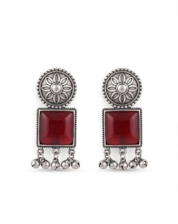 Silver Tone Brass Drop Earrings For Women